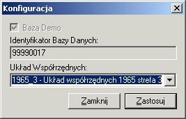 W trakcie instalacji program DbWizard wymaga wyboru Układu współrzędnych, w którym będzie funkcjonowała baza danych. Rysunek 62.