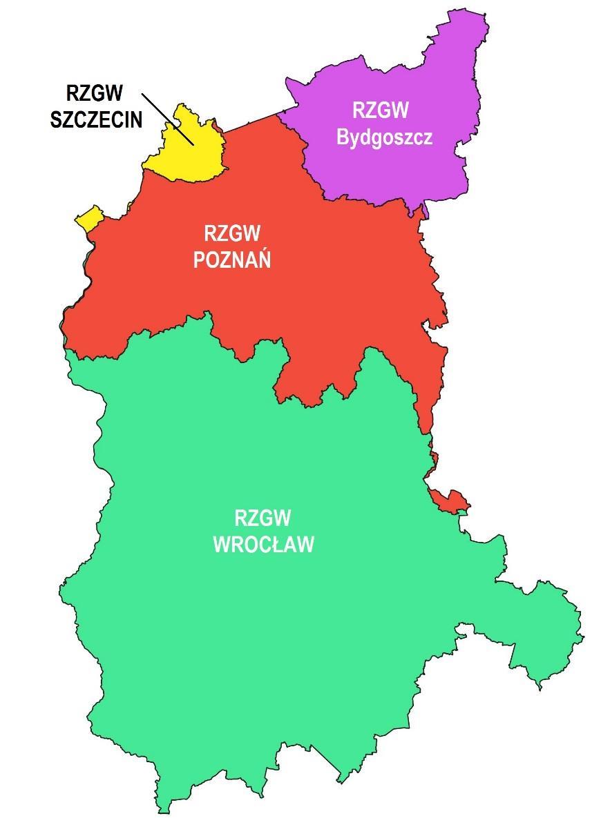 PODZIAŁ WOJEWÓDZTWA LUBUSKIEGO NA REGIONALNE ZARZĄDY GOSPODARKI WODNEJ (RZGW) Zakres działania na terenie województwa lubuskiego, gdzie do 31 grudnia 2017 r.
