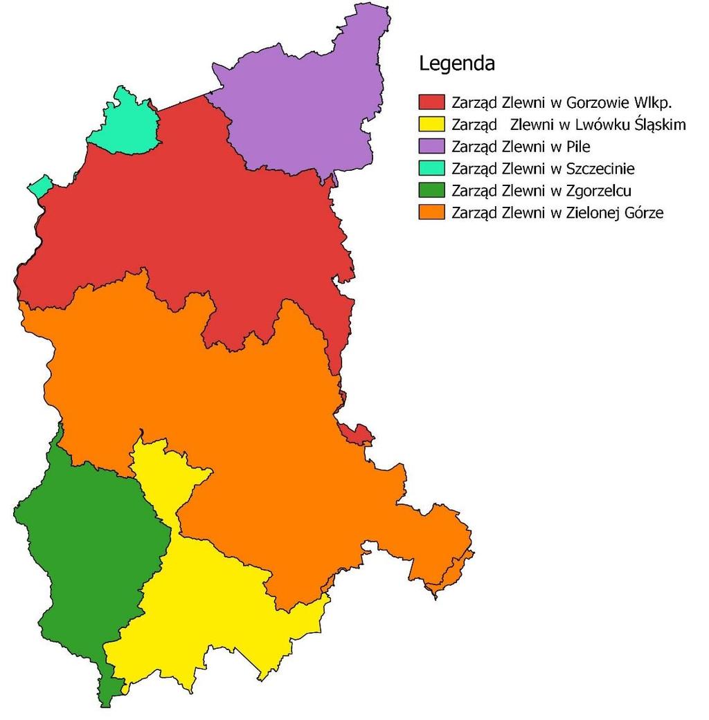 PODZIAŁ WOJEWÓDZTWA LUBUSKIEGO NA ZARZĄDY ZLEWNI Od dnia 1 stycznia 2018 r.