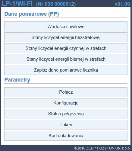 8.9.2. Dostęp do danych z sieci lokalnej Po wprowadzeniu w przeglądarce internetowej adresu IP licznika (pozyskiwanie adresu IP licznika zostało opisane w punktach 8.3, 8.4, 8.