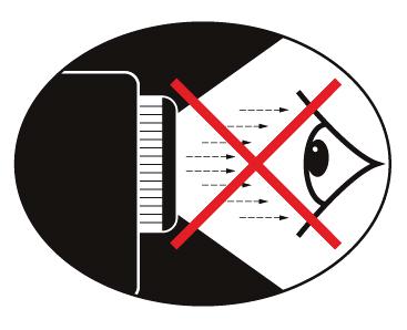 Uwagi na temat użytkowania Ostrzeżenia dot. zabezpieczenia wzroku Należy unikać bezpośredniego patrzenia w wiązkę światła projektora. Należy maksymalnie ograniczyć stawanie przodem do wiązki.