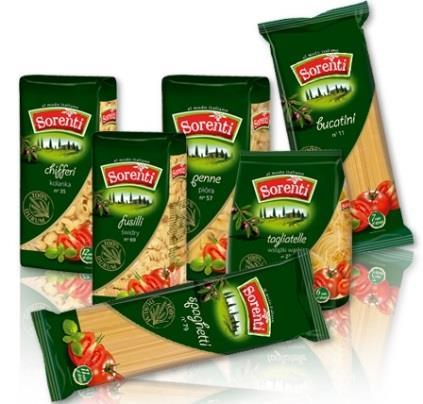 Str. 15 Działalność Grupy Makarony Polskie SORENTI - to marka stworzona z myślą o smakoszach włoskiej kuchni, posiadająca w ofercie najpopularniejsze formy makaronów