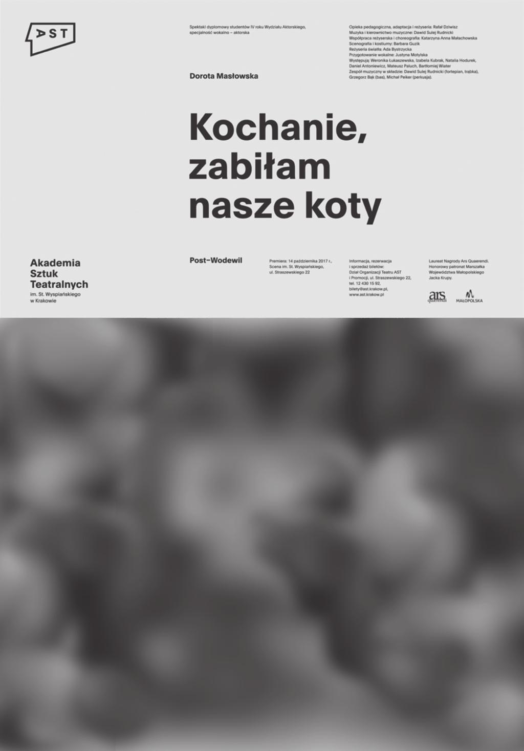 Akademia Sztuk Teatralnych im. St. Wyspiańskiego w Krakowie / Księga identyfikacji wizualnej 15 1 Plakat przedstawienia dyplomowego, format 700 1000 mm.