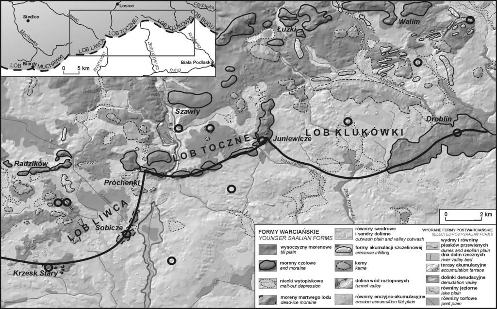 Anna Godlewska Rys. 2. Szkic geomorfologiczny obszaru badań na podstawie Szczegółowej mapy geologicznej Polski w skali 1:50 000, ark.