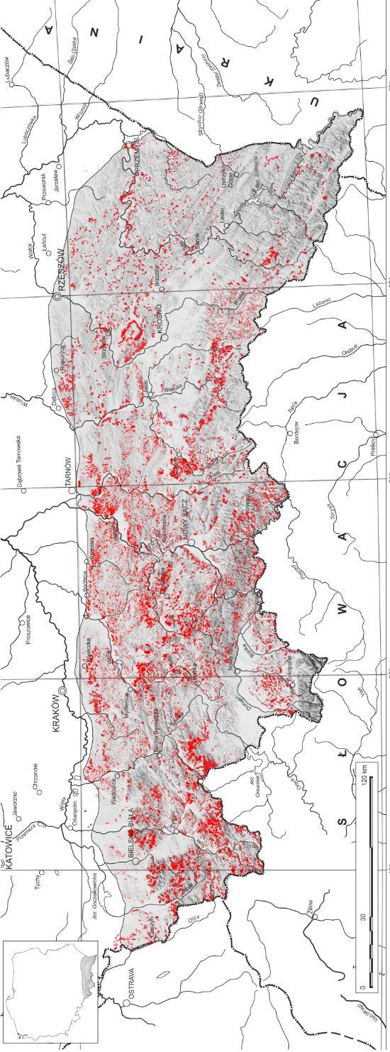 dla projektu SOPO. Projekt ten obejmuje wykonanie prac kartograficznych dla Map Osuwisk i Terenów Zagrożonych (MOTZ) wykonywanych w skali 1 : 10 000 dla poszczególnych gmin województwa.