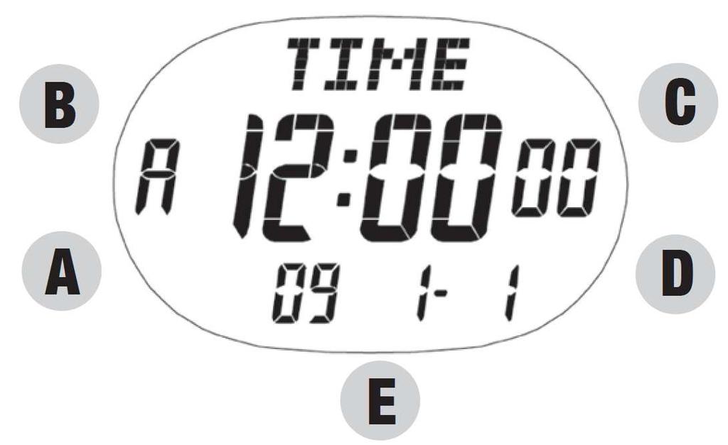 Podświetlanie tarczy zegarka (Panel EL) Naciśnij przycisk D, aby uaktywnić podświetlanie tarczy zegarka. Cała tarcza zegarka zostanie podświetlona na 3 sekundy.