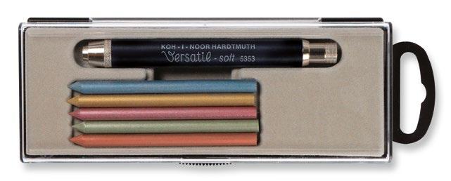 27 5320 KOH-I-NOOR 5.6 mm 5320/01 5320/02 Ołówki mechaniczne wykonane w całości z metalu, wyposażone w temperówki. Przeznaczone do grubych wkładów o średnicy.