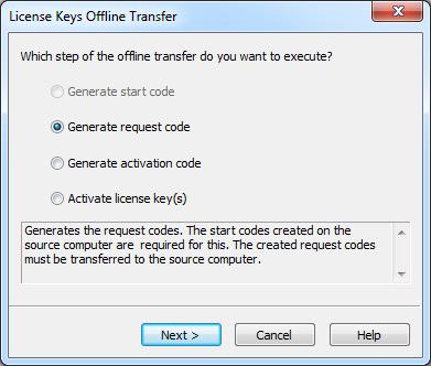 (Automation License Manager/License Key/Offline Transfer/Generate request code) W