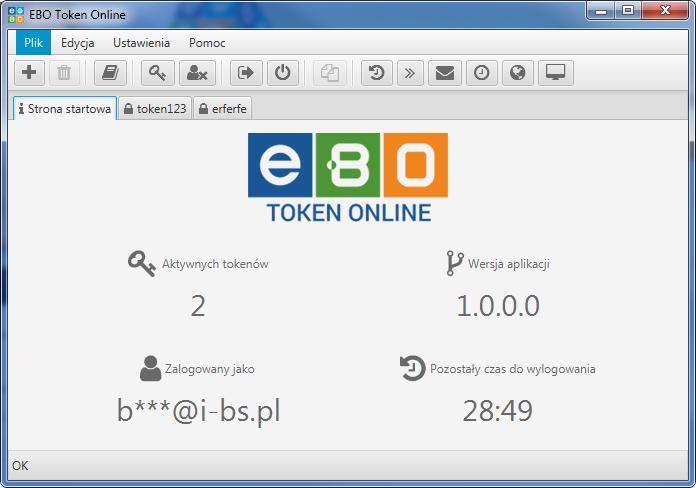 Rysunek 16: Strona startowa do usługi EBO Token Online Rysunek 17: Potwierdzenie o udanym logowaniu do usługi EBO Token Online 6 Tworzenie tokena ), wy- Na stronie