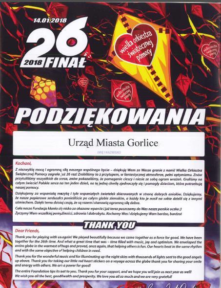 Przekazał także informację o potwierdzeniu rozliczenia