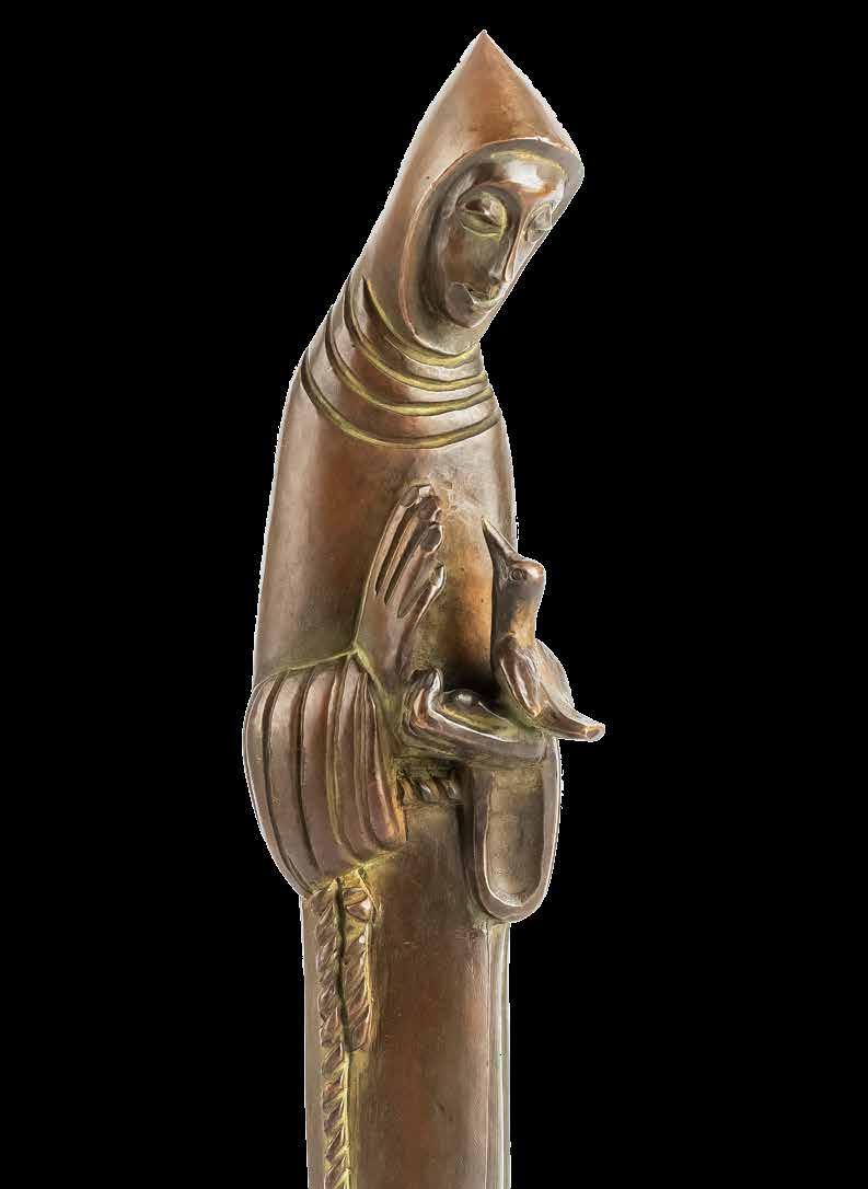 106 Jean Lambert-Rucki (1888 Kraków 1967 Paryż) Św. Franciszek brąz patynowany, drewniana podstawa, wys. całkowita 29 cm sygn.
