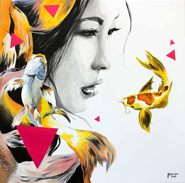 Zuzanna Zu Jankowska, Koi, 2017 akryl, płótno, 80 80 cm, sygn. p.d. oraz na odwrocie młodasztuka 67 AUKCJA MŁODEJ SZTUKI 25 MAJA 2017 (CZWARTEK) GODZ. 19.