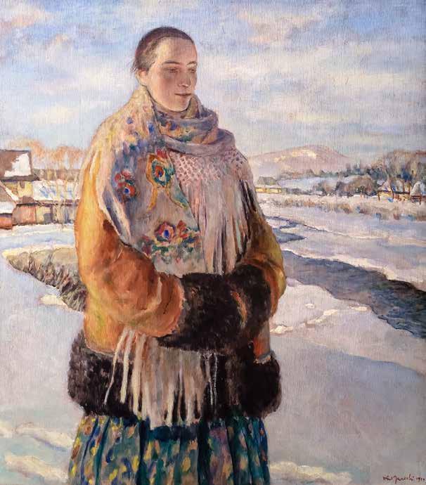 21 Władysław Jarocki (1879 Podhajczyki/Ukraina 1965 Kraków) Góralka, 1914 r. olej, sklejka, 77,5 68 cm w świetle oprawy sygn. i da