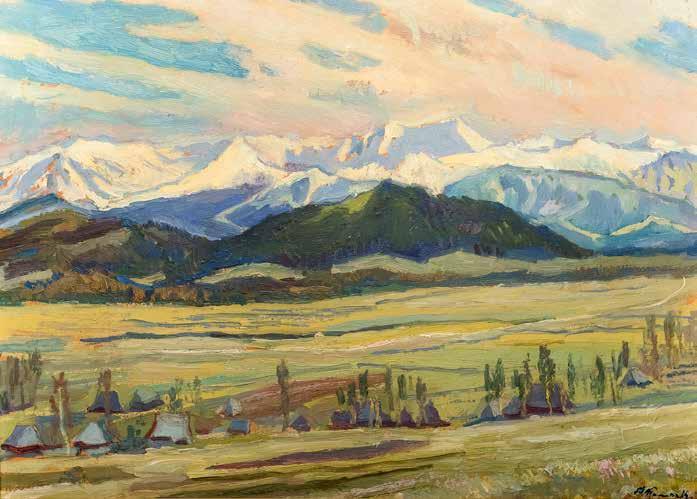 28 Stanisław Kamocki (1875 Warszawa 1944 Zakopane) W Zakopanem olej, płyta, 47,5 x 66 cm sygn. p. d.: St.