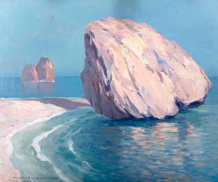 34 Bronisława Rychter-Janowska (1868 Kraków 1953 tamże) Capri, 1921 r. olej, płyta, 43,5 36 cm w świetle ramy sygn. i dat. l. d.: B. RYCHTER-JANOW- SKA./CAPRI. 1921. cena wywoławcza: 9 000 zł estymacja: 14 000 17 000 zł Od 1896 r.