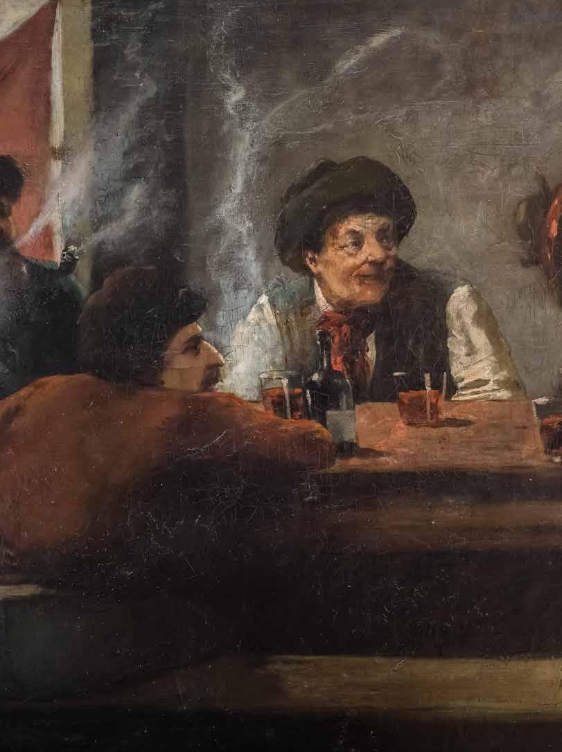 3 Stanisław Lentz (1861 Warszawa 1920 tamże) Scena w gospodzie olej, płótno, 64 88 cm sygn. p. d.: St.