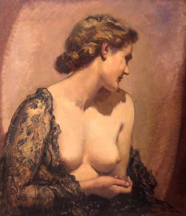 58 Ernst Liebermann (1869 Langemüß 1960 Beuerberg) Czarna koronka olej, płyta, 70 60 cm sygn. p. d.