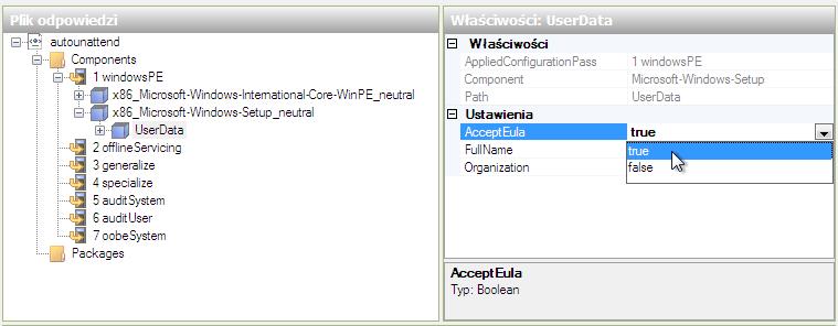 W obszarze " Answer File " rozwiń UserData>ProductKey.