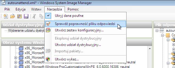 Kliknij menu Tools >ValidateAnswer File. Wybierz zakładkę Validation w strefie " Messages ".