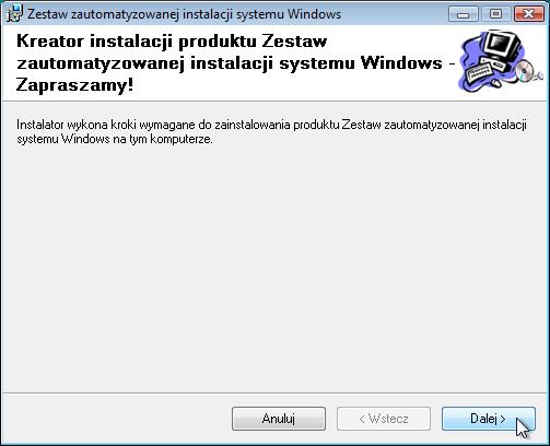 Gdy otworzy się "Kreator instalacji", kliknij Dalej.