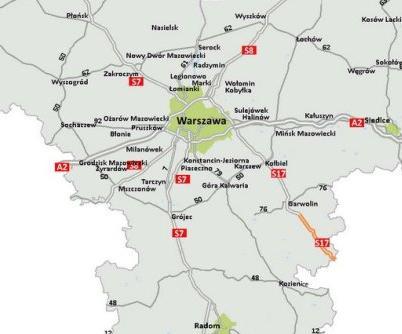 LOKALIZACJA KONTRAKTÓW Zadanie pn. Zaprojektowanie i budowa drogi ekspresowej S17 Warszawa (w.