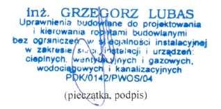 PRZEDMIOTU ZAMÓWIENIA ] JEDNOSTKA PROJEKTOWA: EKOSFERA Energia Odnawialna Spółka z o.o. 38 400 Krosno ul. Czajkowskiego 48 Na podstawie art. 20 ust. 4 ustawy z dnia 7 lipca 1994 r.