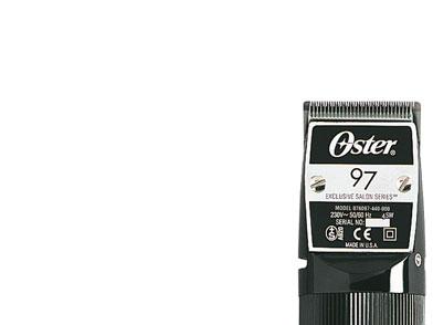 Oster Sprzęt elektryczny 02 38001 Maszynka silnikowa jednobiegowa Oster 97 moc 45 W system wymiany noży (0,2 mm - 13 mm) możliwość szybkiej wymiany szczotek bez konieczności serwisowania służy do