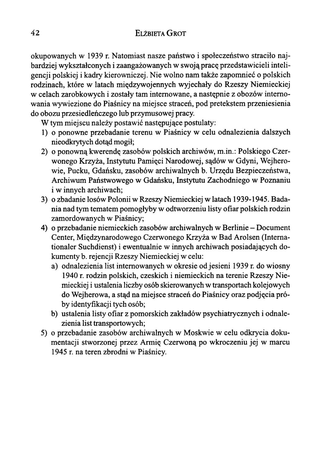 42 Elżbieta G rot okupowanych w 1939 r.