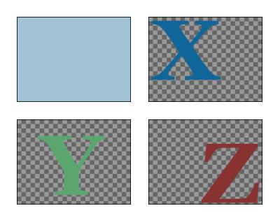 b) Pierwsze rozwiązanie polega na tym, że litery dodajemy do obrazu wykorzystując narzędzie tekstowe. Każda litera jest umieszczana na osobnej warstwie.