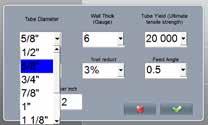 reverse rolling time, time between expanding cycles (to move expander from one to another tube), time to expand with maximum rpm in the initial expanding phase Other features: Expandings counter,