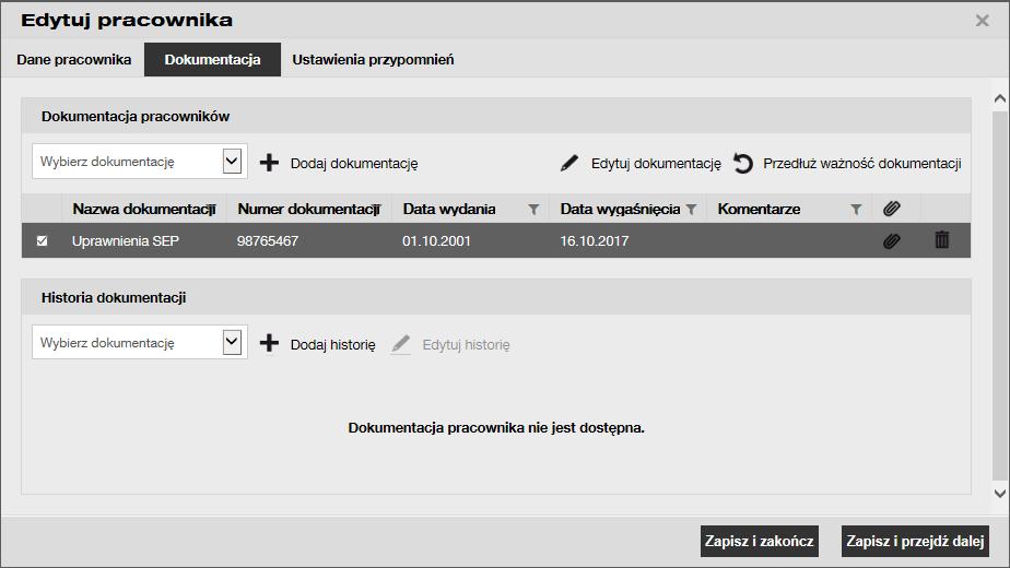 3.2 PRACOWNICY ODNÓW DOKUMENTACJĘ 1. Kliknij zakładkę Pracownicy 2. Wybierz pracownika i kliknij Edytuj 3. Wybierz zakładkę Dokuemntacja 4.