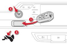 Jazda Rozruch-wyłączenie silnika przy użyciu klucza elektronicznego Rozruch silnika F Nacisnąć krótko przycisk " START/STOP ".