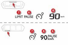 Sterowanie przy kierownicy Wyświetlanie w zestawie wskaźników Włączenie ogranicznika prędkości wymaga zaprogramowanej prędkości co najmniej 30 km/h.