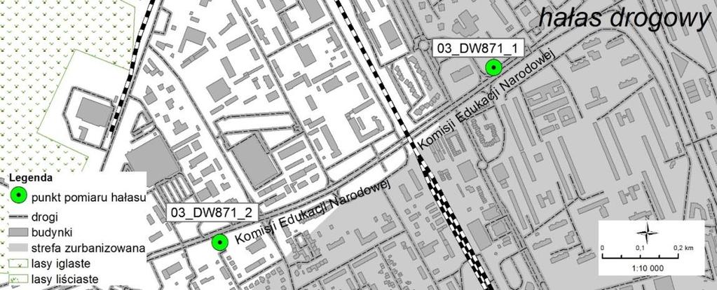 pomiaru L AeqN Wielkość przekroczenia Szerokość Długość [km] [db] geograficzna geograficzna ul.