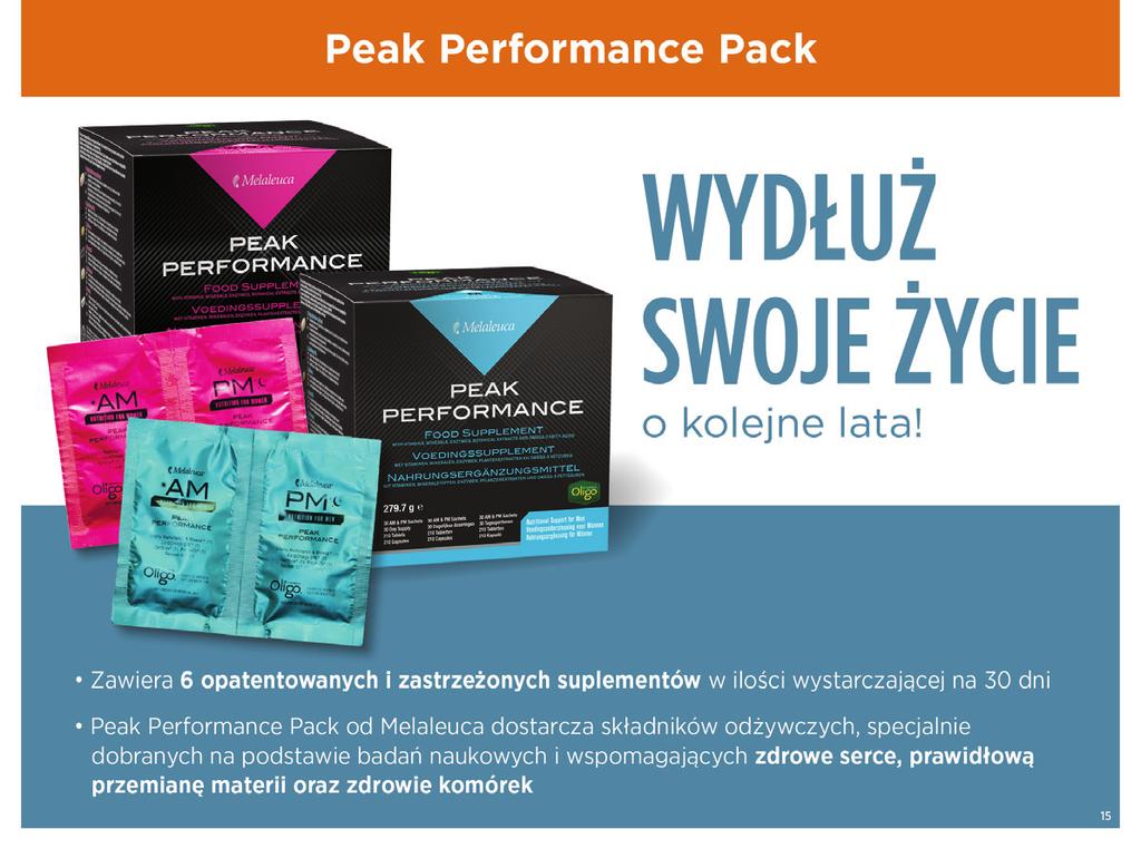 Peak Performance Pack przynosi korzyści wszystkim bez względu na wiek, sprawność czy stan zdrowia.