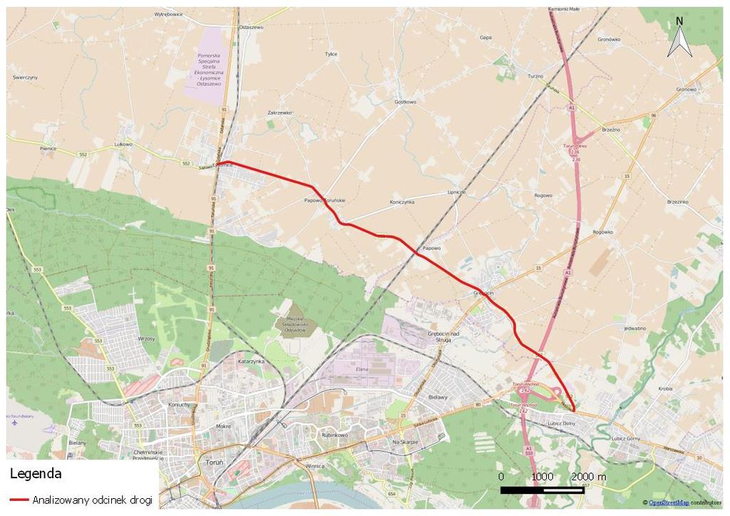 Rys.8. Orientacyjna lokalizacja odcinka drogi wojewódzkiej nr 552 9.