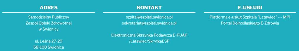 pl W menu głównym klikamy przycisk E-usługi następnie wybieramy spośród dostępnych e-usług Platformę e-usług Szpitala Latawiec Na