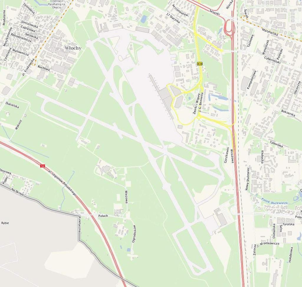 Rys. 8 Lokalizacja Lotniska Chopina w dzielnicy