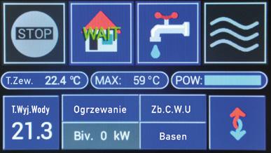 STEROWNIK W JĘZYKU POLSKIM Pompa ciepła Nabilaton Pro posiada sterownik w języku polskim.