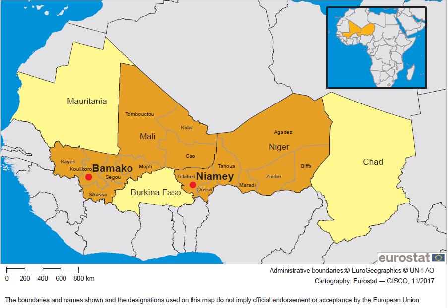 11 Mapa Kraje G5 w regionie Sahelu Mauretania Mali Niger Czad Burkina Faso Granice administracyjne: Mapa: Przedstawienie na mapie granic i nazw państw oraz innych el ementów w powyższej formie nie