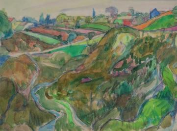 64. Kazimierz PODSADEcKI (1904-1970) Pejzaż akwarela, papier,