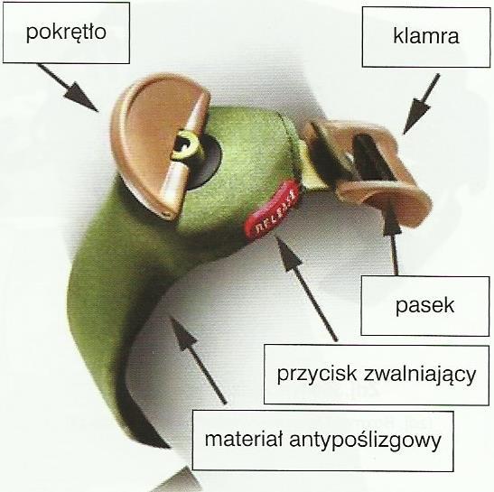 Opaska zaciskowa typu MAT (Mechanical Advantege Torniquet), podobnie jak w przypadku dwóch poprzednich opasek może być zakładana za pomocą jednej ręki, jednak jej budowa odbiega od tradycyjnych staz.