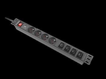 Akcesoria - listwy PDU Akcesoria - listwy PDU PDU-07E-0200-BK / PDU-07E-0200-IEC-BK Listwa PDU 19 1V; 16A; 220-250V, 7 gniazd francuskich (typ E), Wtyk kabla wejściowego uni-schuko lub IEC,