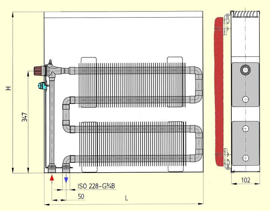 Grzejniki wodne - PREMIUM V2 "Premium V2" - grzejniki dolnozasilane Typ V2 Wysokość H = 50 cm V2 50/050 50 0,70 6,8 525 526,00 V2 50/065 65 0,89 8,6 766 616,00 V2 50/080 80 1,09 10,3 1001 705,00 V2