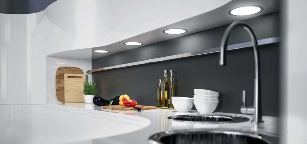 R LOOX. SYSTEM OŚWIETLENIA LED. LOOX LED 3022/3023 OPRAWA WPUSZCZANA/NAWIERZCHNIOWA OKRĄGŁA SYSTEM 24 V Oprawy LED 3022 i LED 3023 urzekają niewyszukaną elegancją i jednorodnym oświetleniem.