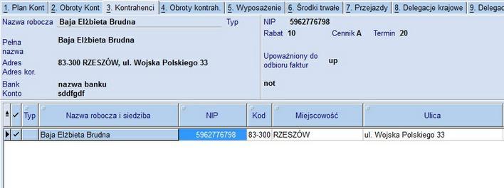 Wprowadzając dane kontrahenta można po wpisaniu numeru NIP użyć przycisku [GUS] a dane zostaną pobrane z Głównego Urzędu Statystycznego.