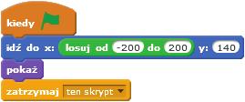 Gra będzie ciekawsza, jeśli pozycja początkowa duszka będzie ustalana w sposób losowy (współrzędna x wybierana z podanego zakresu).