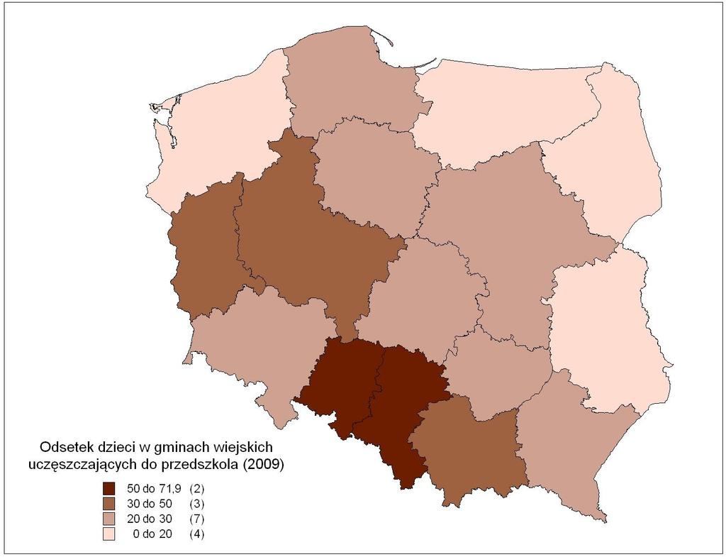 ZRÓŻNICOWANIE PRZESTRZENNE tereny wiejskie Od: 11%