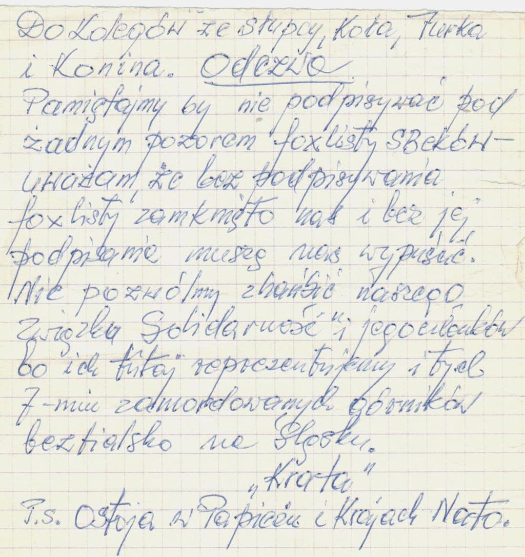 Telex informował internowanych o sytuacji w obozie, umożliwiał