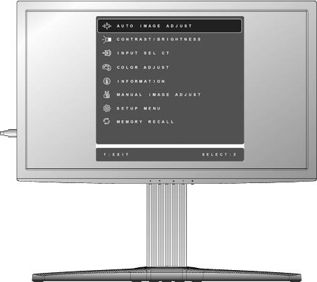 Regulacja obrazu Do regulowania wy wietlanych na ekranie monitora elementów steruj cych OSD s u przyciski na przednim panelu sterowania.